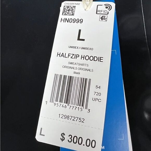 RARE NEW Adidas Originals Unisex Blue Version Hoodie HN0999 Black Size Large (L) - Picture 3 of 3